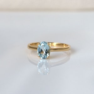Sky Blue Topaz Ring 18k Gold Vermeil December Birthstone Gemstone Stackable Rings, 8x6mm or 1.25 ct