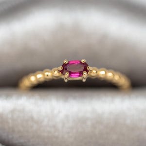 Dainty Ruby Ring: Gold Filled Stackable Minimalist Ring, July Birthstone Ring, Jewelry Gifts for Mom Wife Daughter Friend
