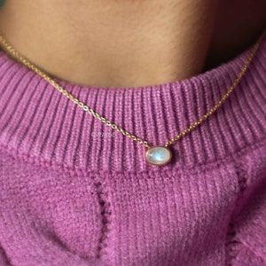 Moonstone Necklace in Gold and Rose Gold Vermeil, Adjustable length Choker Necklace Minimalist  Moonstone, Gift for Daughter, Best Gifts