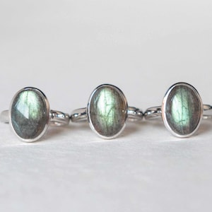 Large Labradorite Ring in Sterling Silver 925, Oval Statement Big Natural Labradorite Rings for Women, Birthday Anniversary Mom Gifts