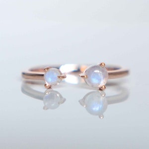 Rose Gold Moonstone Ring with Adjustable band, Dainty Minimalist Rings, Gifts for Women, Rose Gold Stacking Ring, Gift for Mom
