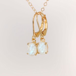Moonstone Earring in Gold Vermeil, Minimalist Moonstone Jewelry, Moonstone Dangle Earrings, Gifts for Women, Mothers Day Gift, Gift for Mom