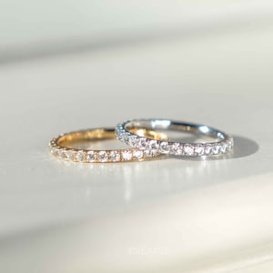 Full Eternity Band Diamond Ring, Simple Wedding Band, Dainty Stacking Ring, Micro pave ring, Promise Ring, Stackable Rings Gold