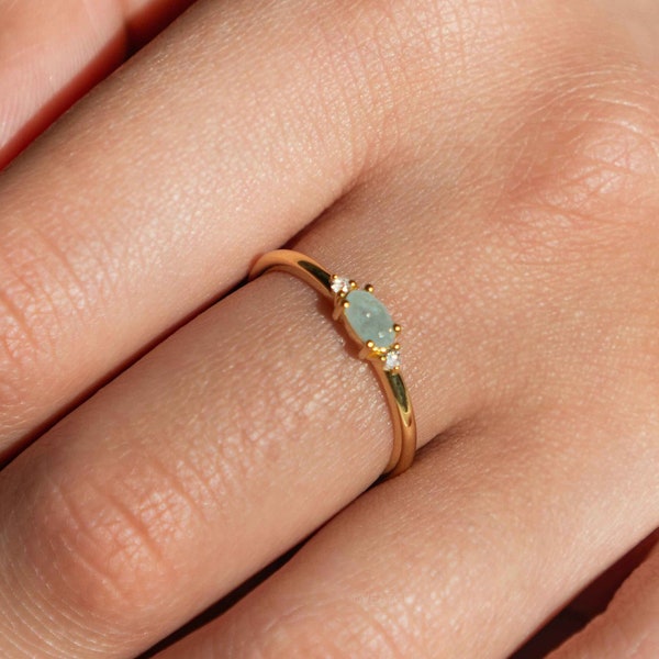 Aquamarine Ring, March Birthstone Ring, Gold Vermeil Aquamarine Ring Dainty, Raw Aquamarine Ring, Real Aquamarine, Birthday Gift for Her