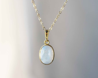 Moonstone Gold Necklace, June Birthstone, Layering Necklace, gifts for her