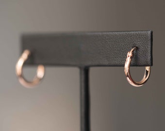 Rose Gold Small Hoops, 10mm, 14k gold vermeil, Minimalist Hypoallergenic Earrings, Gift for girls, Second Piercing Simple Hoop Earrings