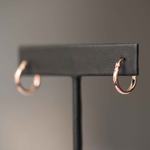 Rose Gold Small Hoops, 10mm, 14k gold vermeil, Minimalist Hypoallergenic Earrings, Gift for girls, Second Piercing Simple Hoop Earrings