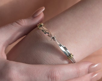Silver Adjustable Bracelet Cuff, Stackable Bracelet Cuff, Artisan Handmade Unique Jewelry for Women, Birthday Anniversary Gift for Women