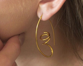 Gold Statement Earrings, Unique Handmade Earrings, 18k Gold Vermeil