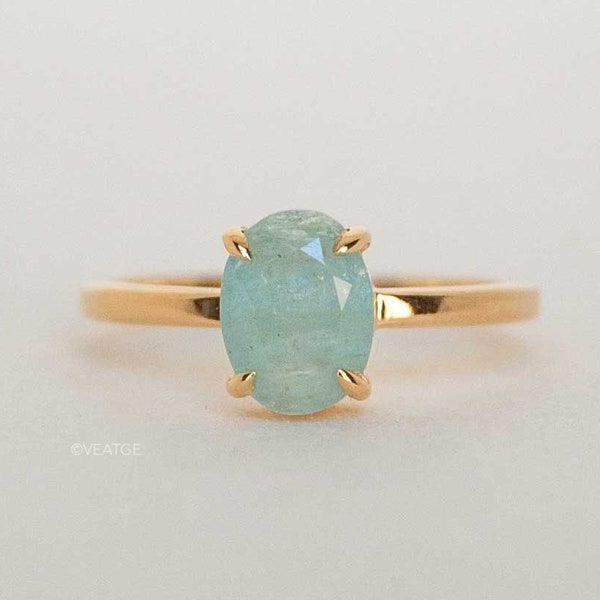 Aquamarine Ring Gold Vermeil, Raw Natural Gemstone, March Birthstone, Birthday Gift for Her, Aquamarine Jewelry, Minimalist Aquamarine Ring
