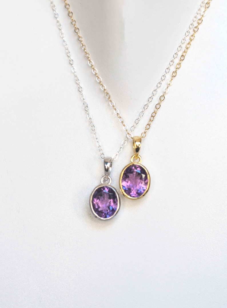 Genuine Amethyst Pendant Necklace Gold Vermeil