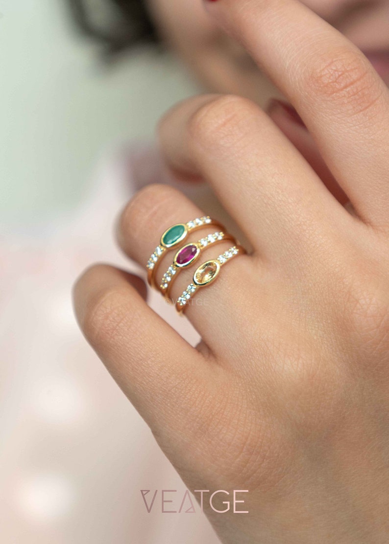 Natural Emerald Ring, Dainty Minimalist Wedding Band, May Birthstone Jewelry Birthday Gifts, Promise Ring, 14k Gold Vermeil, Stacking Ring