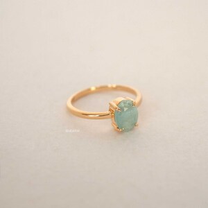 Aquamarine Ring Gold Vermeil, Raw Natural Gemstone, March Birthstone, Birthday Gift for Her, Aquamarine Jewelry, Minimalist Aquamarine Ring, raw aquamarine ring gold, real aquamarine ring gold plated, aquamarine birthstone jewelry for women, gifts