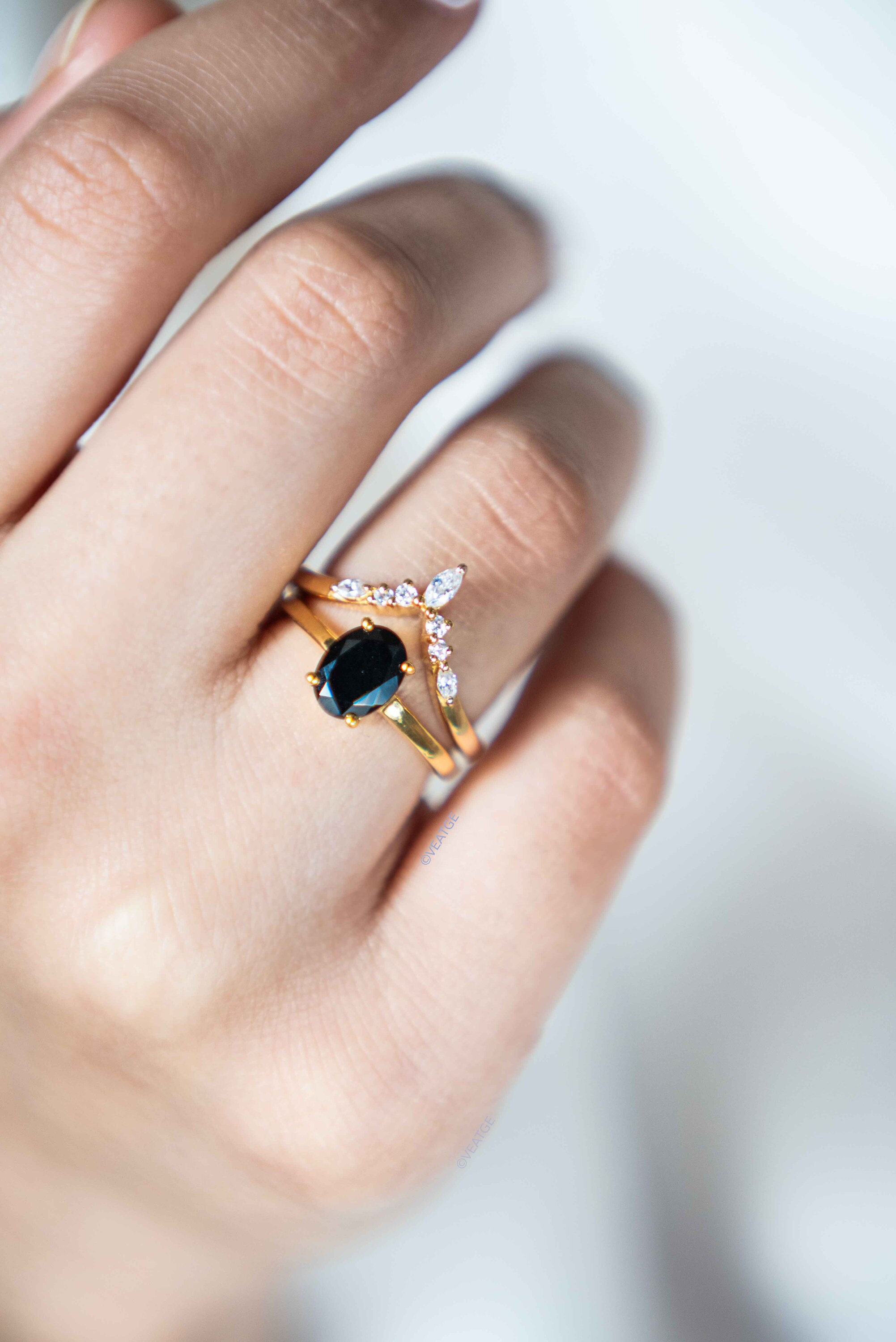 Black Onyx Ring Gold Vermeil 18k, Natural Gemstone, Stacking Black Onyx Ring Gold Vermeil 18k, Natural Gemstone, Stacking