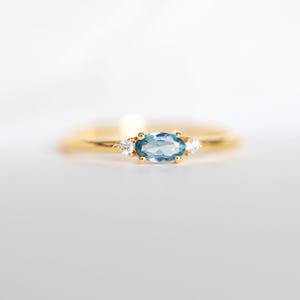 Aquamarine Ring, March Birthstone Ring, Gold Vermeil Aquamarine Ring Dainty, Raw Aquamarine Ring, Real Aquamarine, Birthday Gift for Her