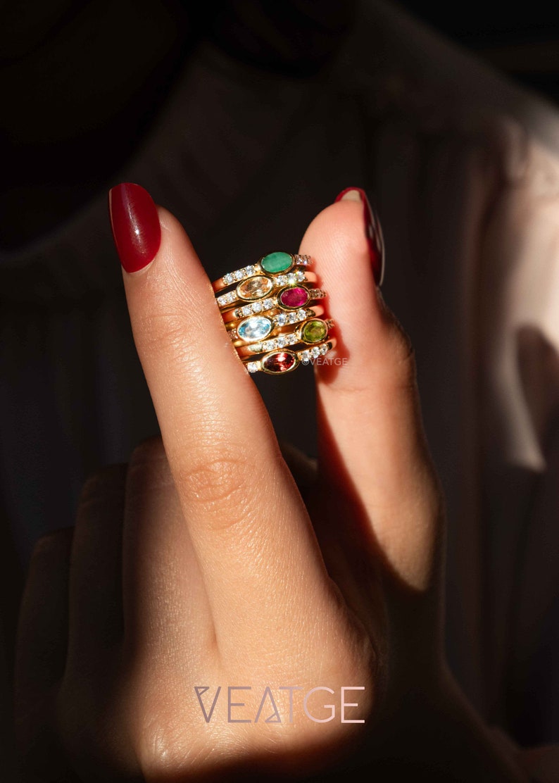 gemstone stacking ring birthstones