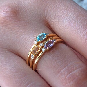 Amethyst Gold Ring Dainty, February Birthstone Ring, Stacking Minimalist Amethyst Ring Gold Band, Promise Ring, Best Birthday Gift for Girls, Amethyst Gold Band