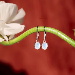 Moonstone Earrings 925 Sterling Silver, Dangle Drop Earrings, June Birthstone, Mom Gifts, Birthday Gifts for her, Best Gift for Women