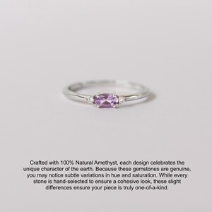 Dainty Amethyst Ring in Sterling Silver, genuine natural gemstone, delicate ring, February birthstone birthday gifts for h