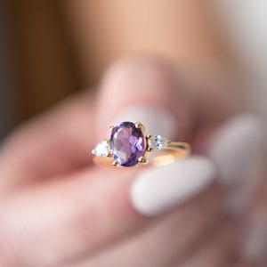 Amethyst Ring in Gold Vermeil and Silver, Florence Ring, Genuine Natural Gemstone, Gifts for Women image 7