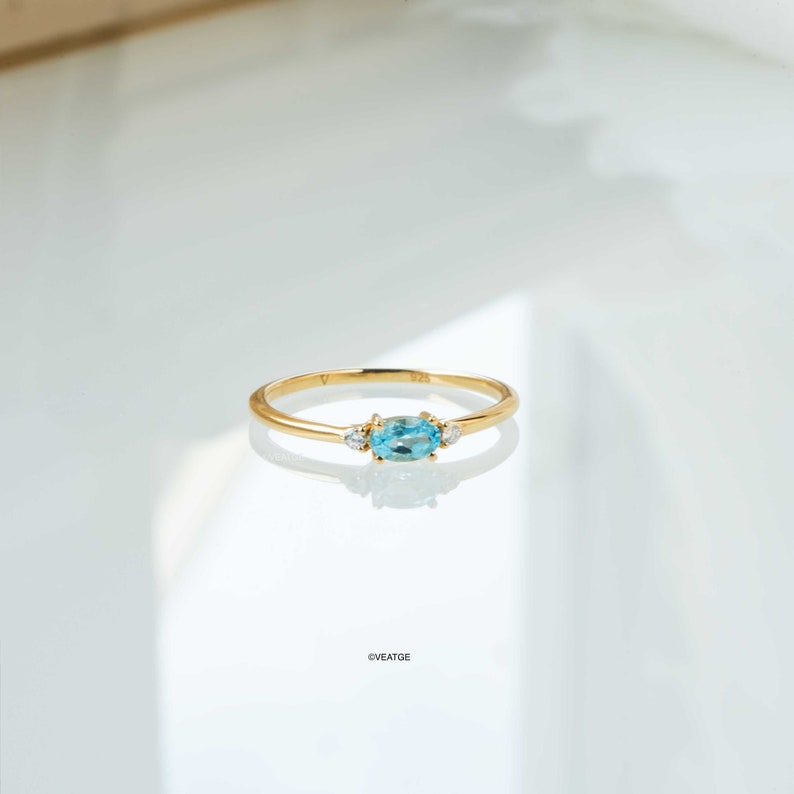 High Grade Swiss Blue Topaz Ring Dainty, December Birthstone Ring ...