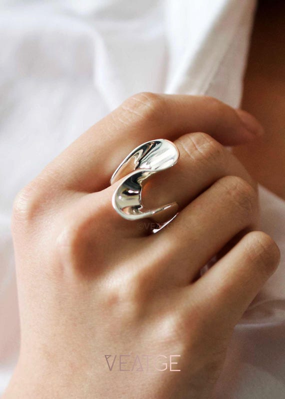 ヴィンテージ！Silver Chunky Bold Swirl Wave リング ヴィンテージ！Silver Chunky Bold Swirl Wave リング