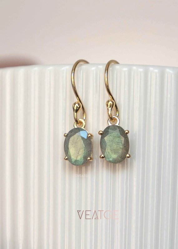 Minimalist Labradorite Earrings, Natural Labradorite Gemstone, Labradorite Dangle Earrings, Best Birthday Gifts for Girls, Gift for Daughter