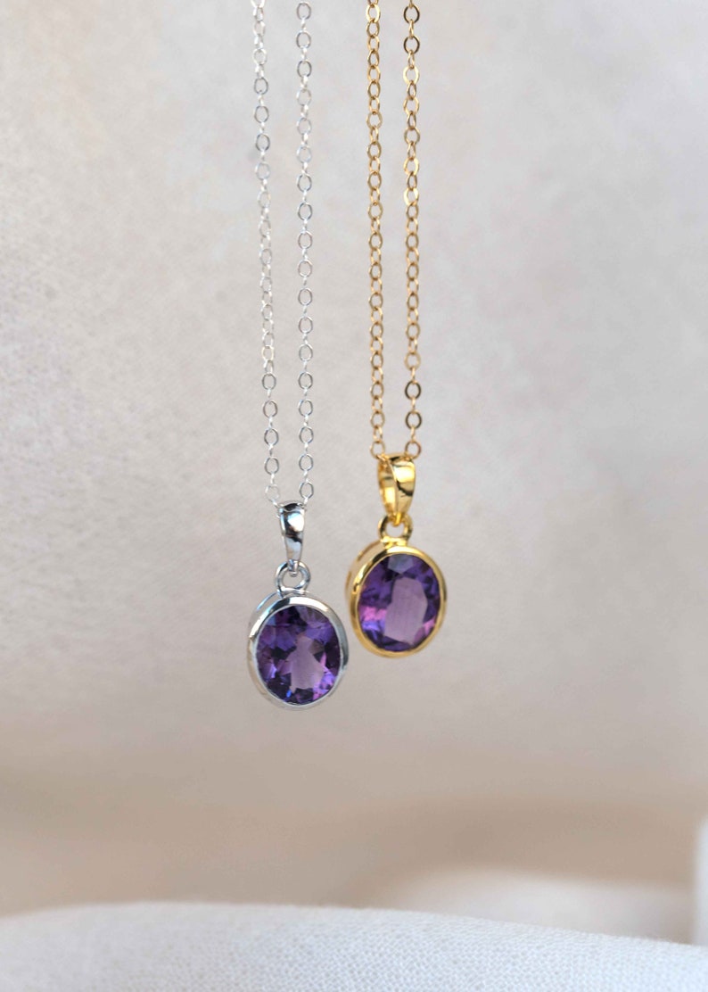 Genuine Amethyst Pendant Necklace Gold Vermeil