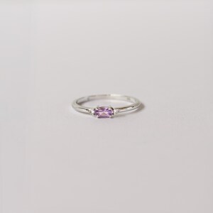 Dainty Amethyst Ring in Sterling Silver, genuine natural gemstone, delicate ring, February birthstone birthday gifts for her