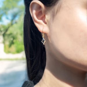 Art Deco Black Onyx Earrings Gold, Dangle Drop Earrings Natural Black Onyx Gemstone, Elegant Earrings Gift for Women, Unique Birthday Gift