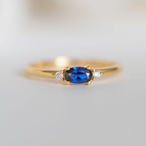 Sapphire Stacking Ring, Minimalist Dainty Band, September Birthstone Jewelry, Stackable Birthstone Rings for Women, Gifts for Mom, Wife