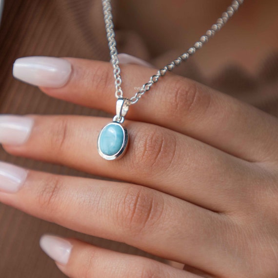 Larimar Stud Earrings Soft Triangle Shape Rhodium-plated Sterling Silver - Nontarnish Larimar Stud Earrings Soft Triangle Shape Rhodium-plated Sterling Silver - Nontarnish