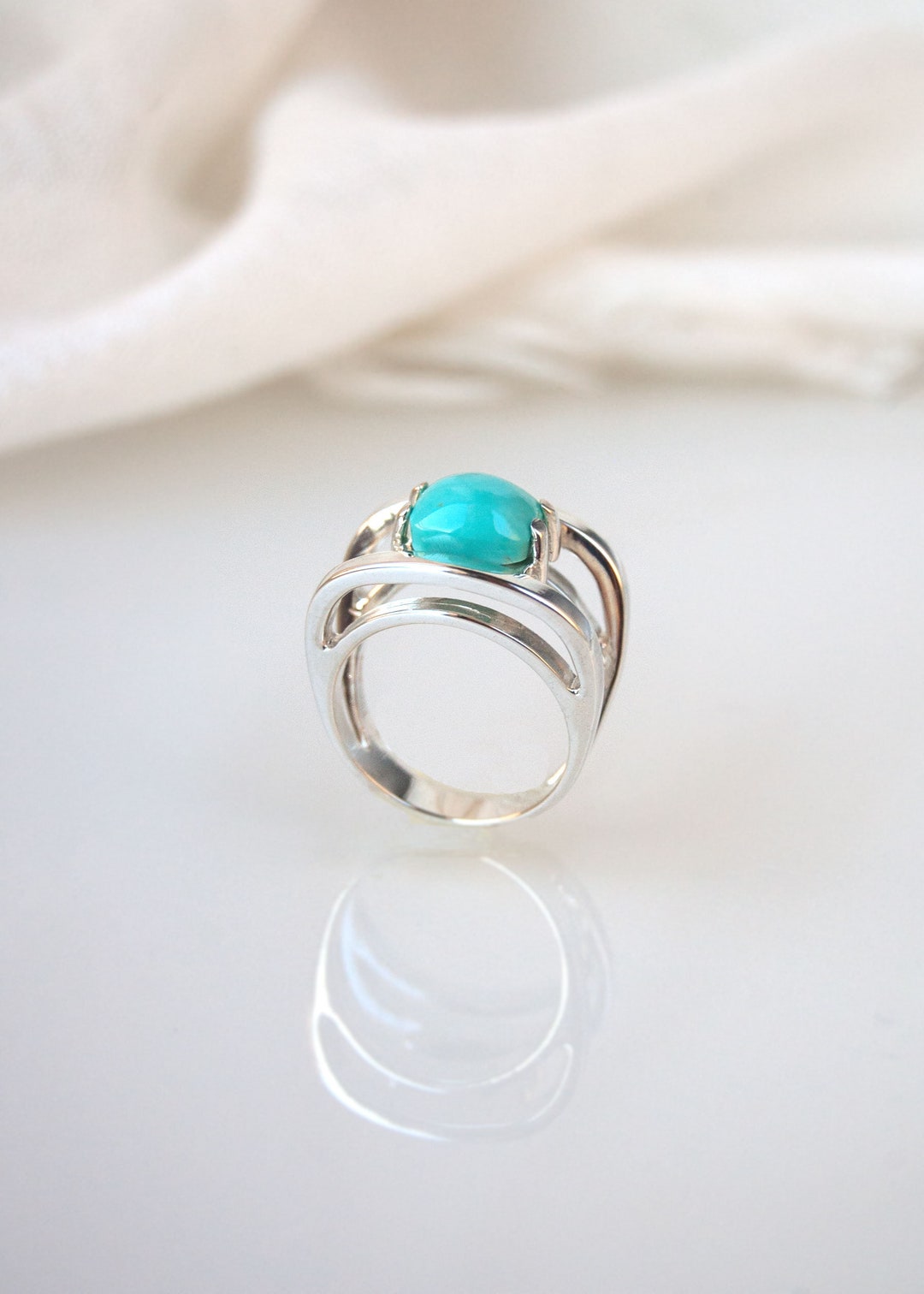 Turquoise Geometric Statement Ring, Unique Modern Handmade Jewelry for ...