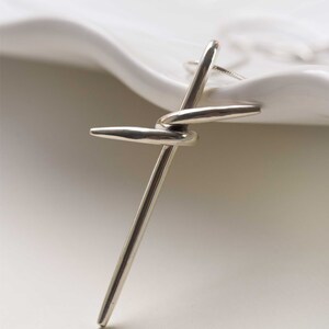 Modern Cross Pendant in Sterling Silver, Unisex Necklace, fathers day gifts for dad