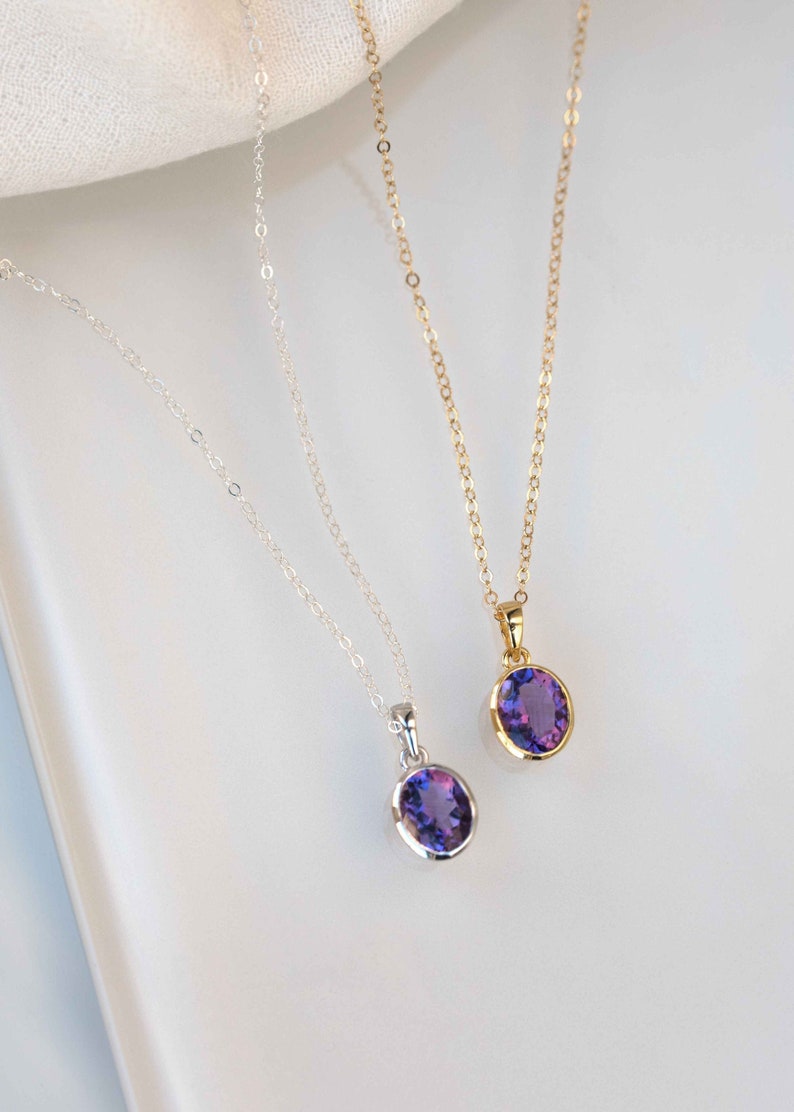 Genuine Amethyst Pendant Necklace Gold Vermeil