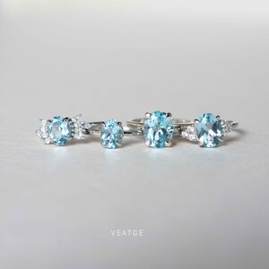 Sky Blue Topaz Ring in 925 Sterling Silver, December Birthstone Natural Gemstone Gifts, Birthday Anniversary Gifts for Wife Sister Mom
