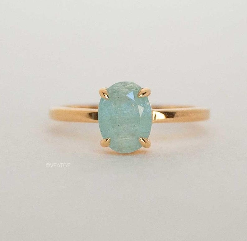 Aquamarine Ring Gold Vermeil, Raw Natural Gemstone, March Birthstone, Birthday Gift for Her, Aquamarine Jewelry, Minimalist Aquamarine Ring, raw aquamarine ring gold, real aquamarine ring gold plated, aquamarine birthstone jewelry for women, something blue wedding gifts bridesmaid