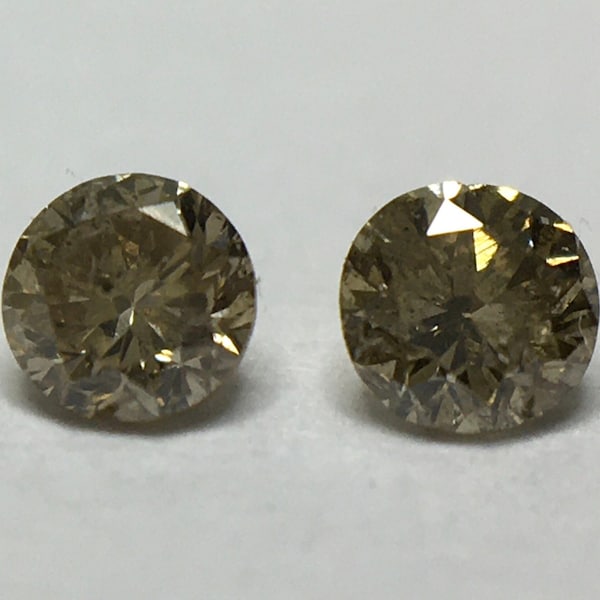 0.10 Ct 2 x Fancy Yellowish Brown Si1 - SI2 Round Brilliant Melee Diamonds