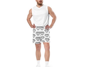 Pantalones cortos unisex de malla con logo de diamante gris