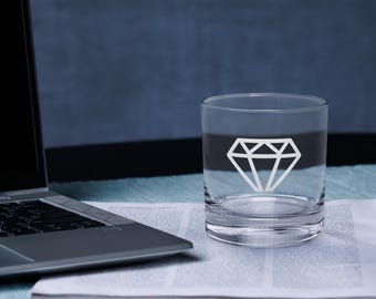White Diamond Logo Rocks glass
