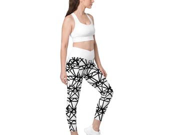 Zwarte gekruiste legging met diamantlogo en zakken
