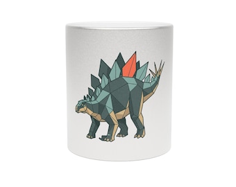 Geometrisk Stegosaurus metallisk mugg (silver\guld)
