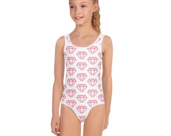 Roze kinderbadpak met ruitlogoprint