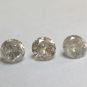 0.19 Ct 3 x Salt and Pepper Fancy Greyish White I3 - Pique Round Brilliant Melee Diamonds