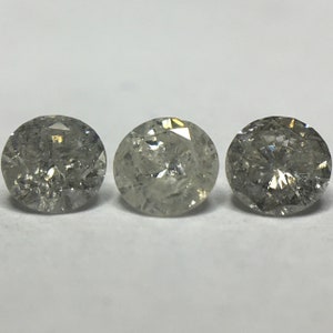 0.23 Ct 3 x Salt and Pepper Grey I3 - Pique Round Brilliant Melee Diamonds