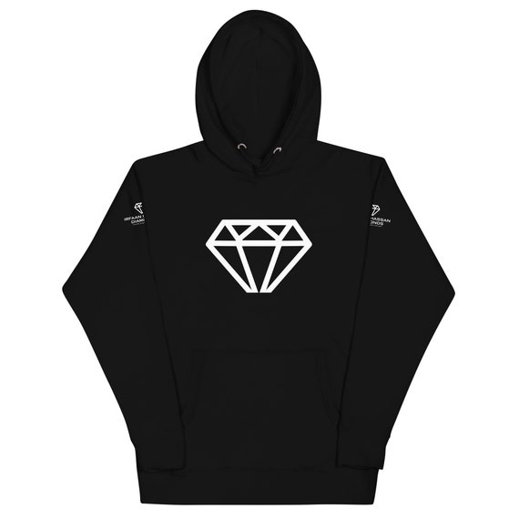 Unisex Hoodie White Diamond Logo Printed Etsy