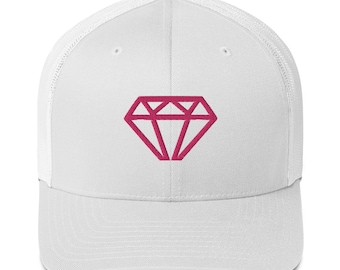 Trucker Cap - Roze Diamond Logo Puff geborduurd
