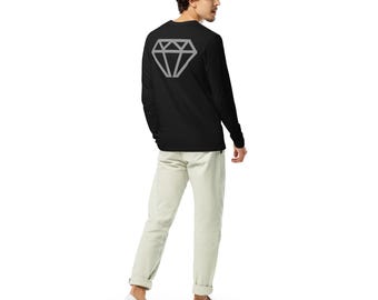 Grå diamantlogotyp långärmad figurnära tröja