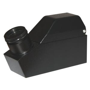 May include: A black, handheld optical device featuring a rectangular base and an angled eyepiece. The unit has a matte finish, a cylindrical lens housing, and a hinged top section secured with a small silver-colored metal screw on the side.