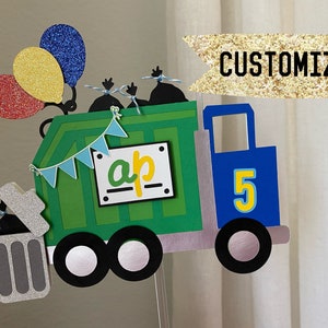 Garbage Truck Cake Topper | Custom Number Cake | Birthday Party Baby Shower Dessert Table